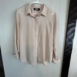 DKNY beige Dress Blouse. Excellent Condition. Size M